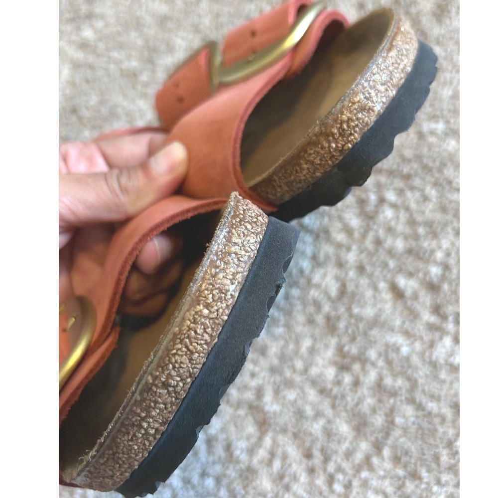 Birkenstock Arizona Big Buckle Coral Pink Nubuck Leather Sandals EU 42 L11 M9 - Picture 4 of 8